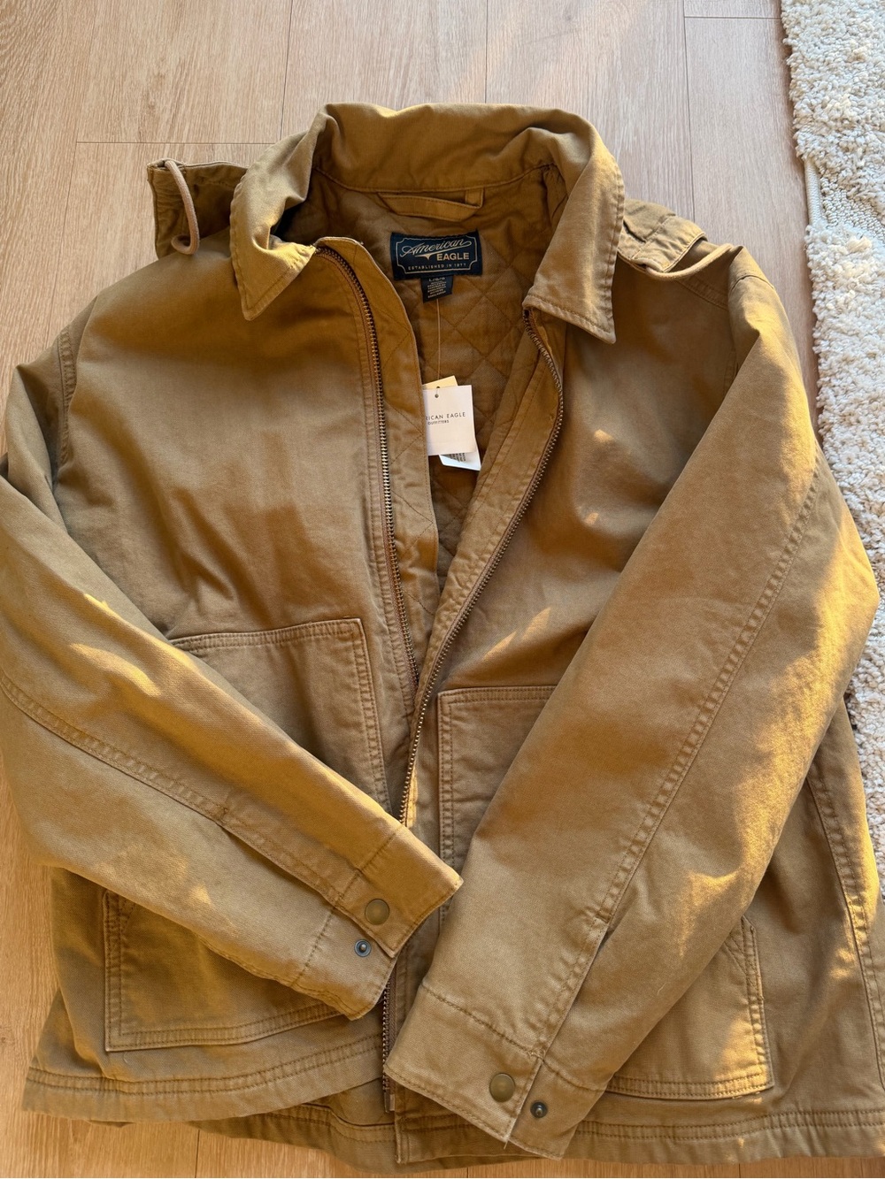 American Eagle Tan Quilted Lined Jacket
